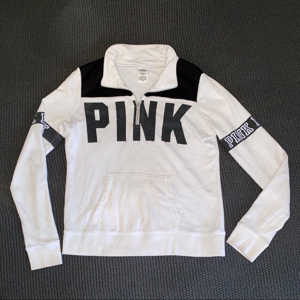 white PINK brand quarter zip